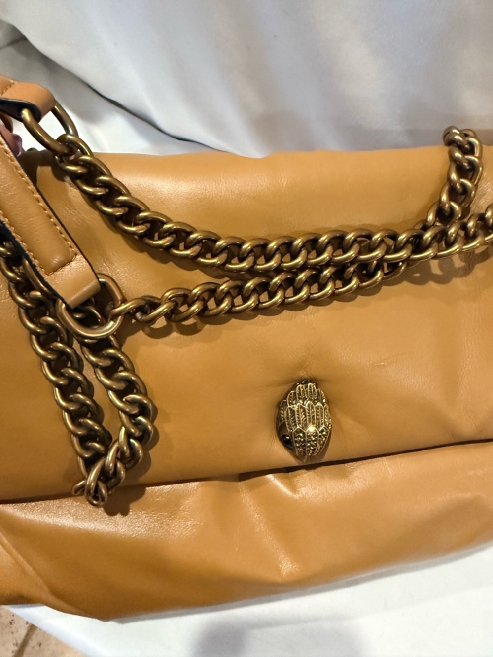 Kurt Geiger XXL London Tan Leather Chain-Handle Shoulder Bag - Picture 3 of 12